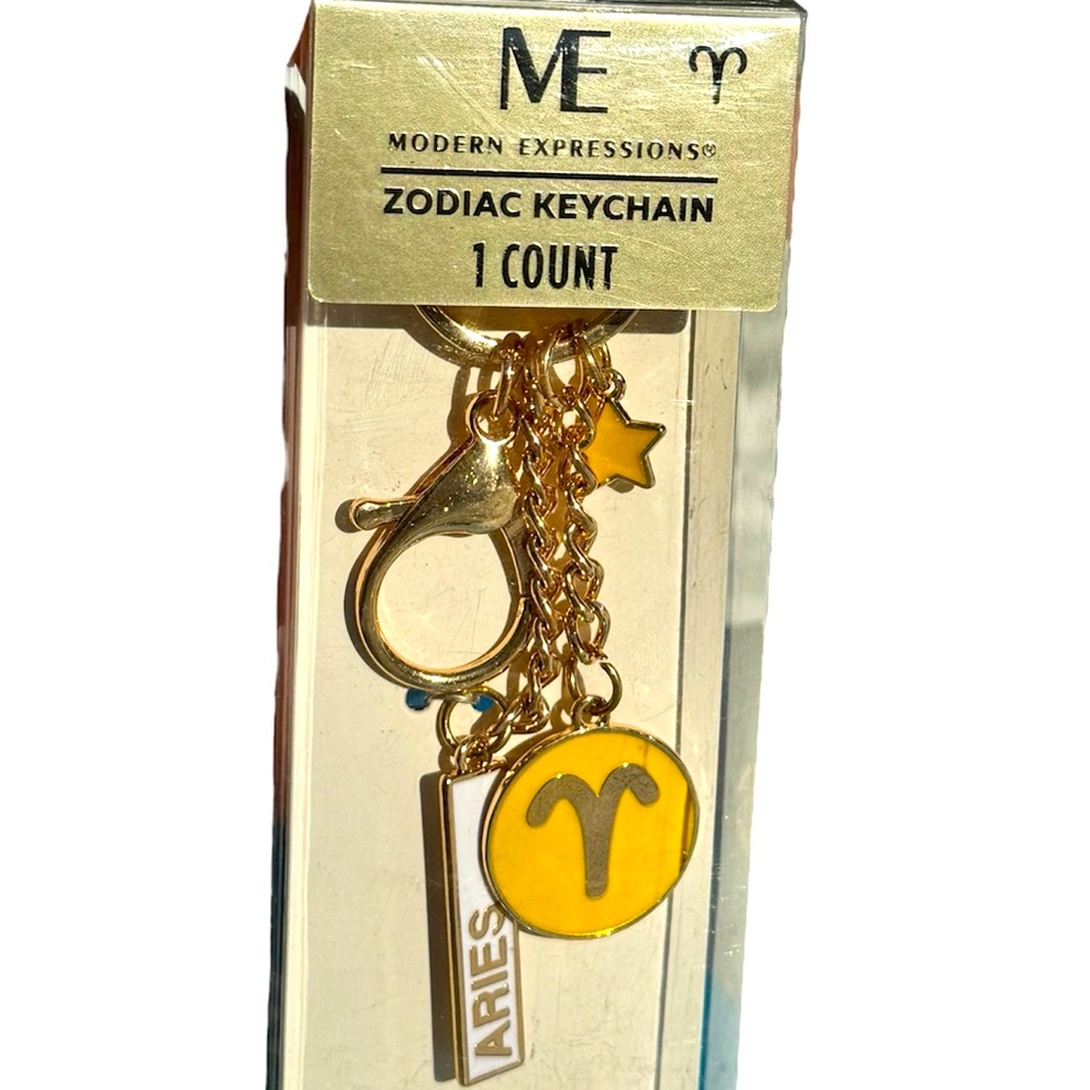 ♛4/$20♛ NWT Modern Expressions Zodiac Keychain Charms Yellow & Gold Aries